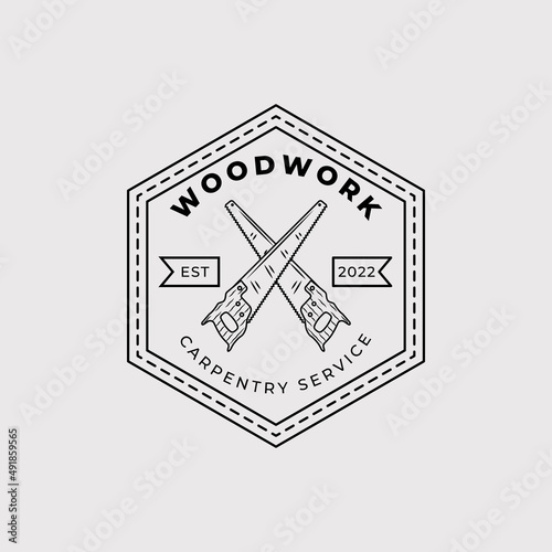 minimalist saw or handsaw or woodwork logo vector illustration design