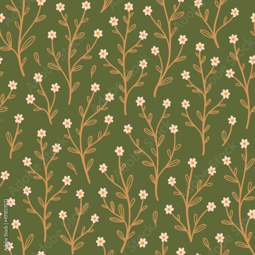 Seamless pattern with cute small flowers. Vintage floral background.