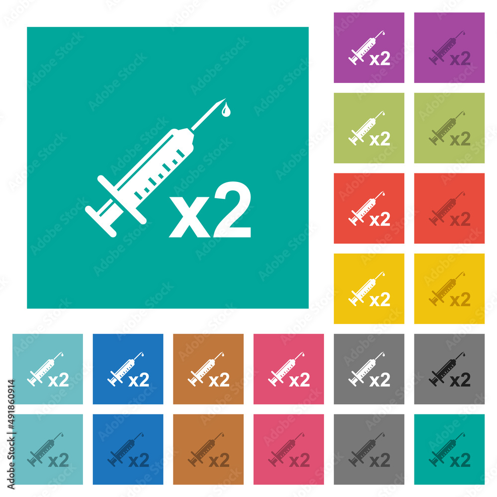 Second vaccine dose square flat multi colored icons Second vaccine dose square flat multi colored icons