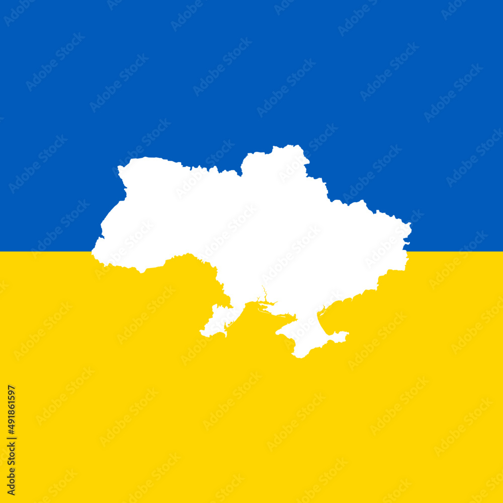 Vector map of Ukraine on national flag Vector map of Ukraine on national flag
