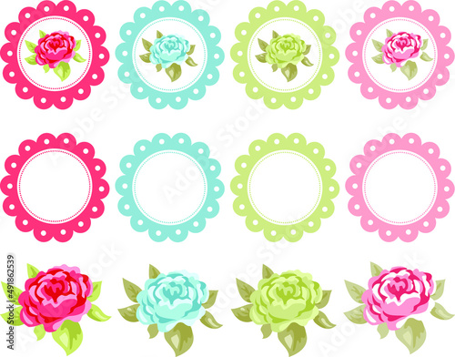 Floral Scrapbook Elements, Roses, frames