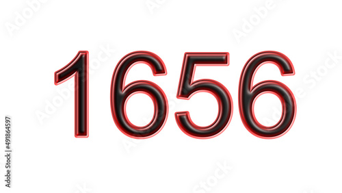 red 1656 number 3d effect white background