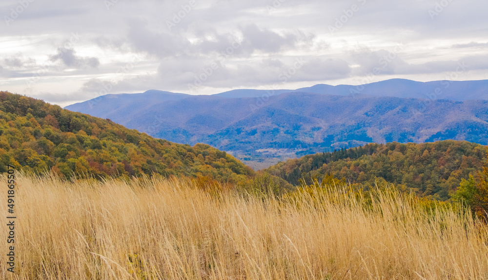 The Bieszczady peaks and valleys in autumn. The Bieszczady peaks and valleys in autumn.