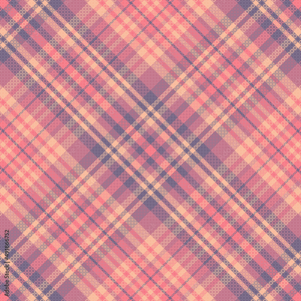 Seamless tartan plaid pattern with texture and pastel color.