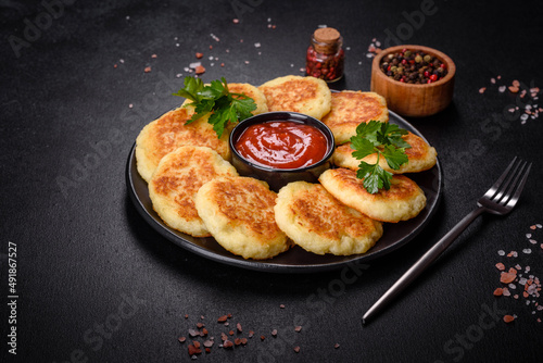 Potato Cakes. Vegetable fritters, latkes, hash browns. Vegetable pancakes