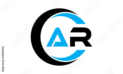 AR two letter monogram type creative circle initials letter logo design vector template.