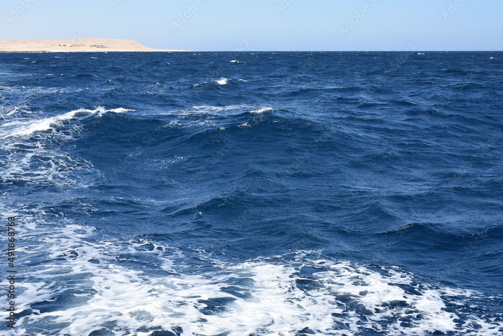 Red Sea of Egypt. Beautiful sea waves.