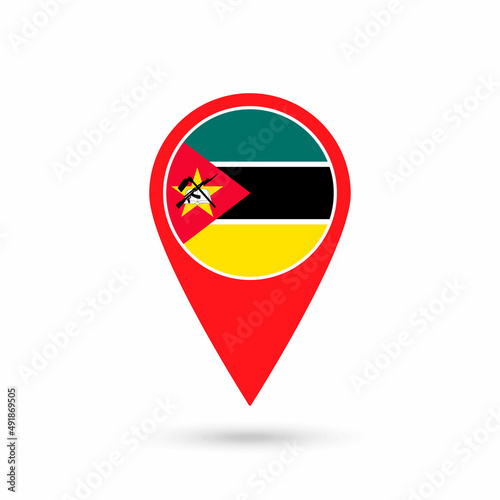 Free Download Map pointer with contry Mozambique. Mozambique flag. Vector illustration. - GFXLoad