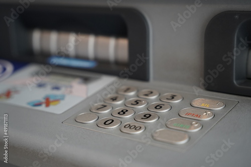 ATM Key Pad and Money Entry Close Up