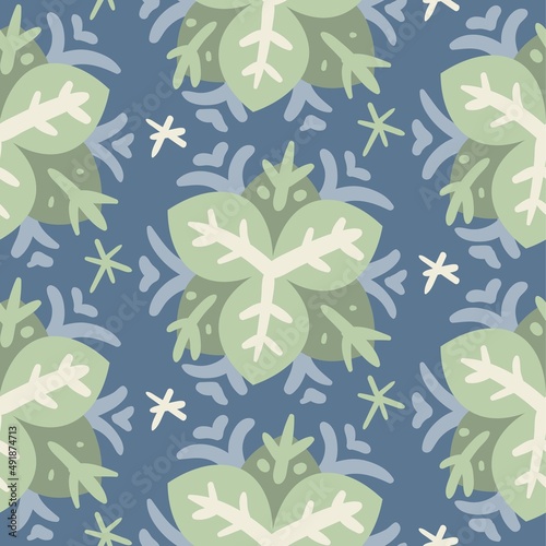 seamless pattern blue green flower creative design background vector illustration
