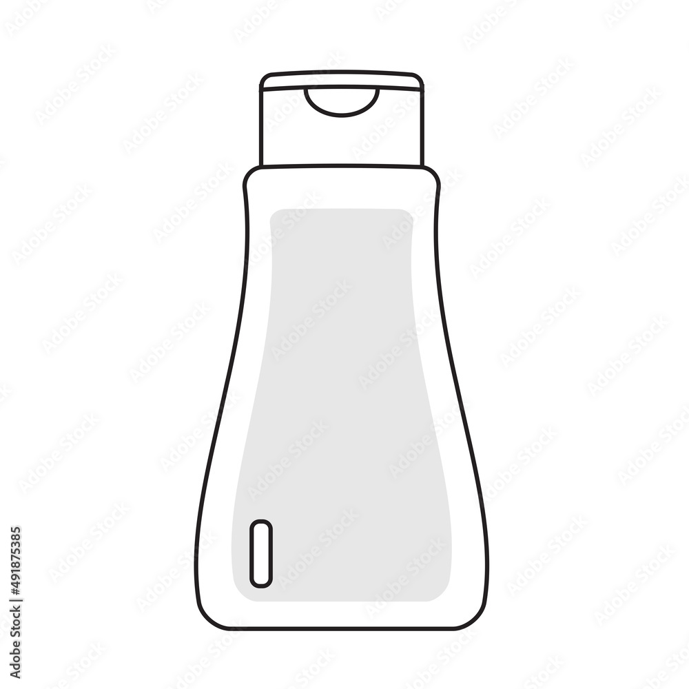 White bottle with label vector for Cosmetic, beauty, spa, cream, lotion, shampoo. product packaging. Mockup cosmetic package. shower cream bottle icon vector, bottle outline, Flat con. web icon.
