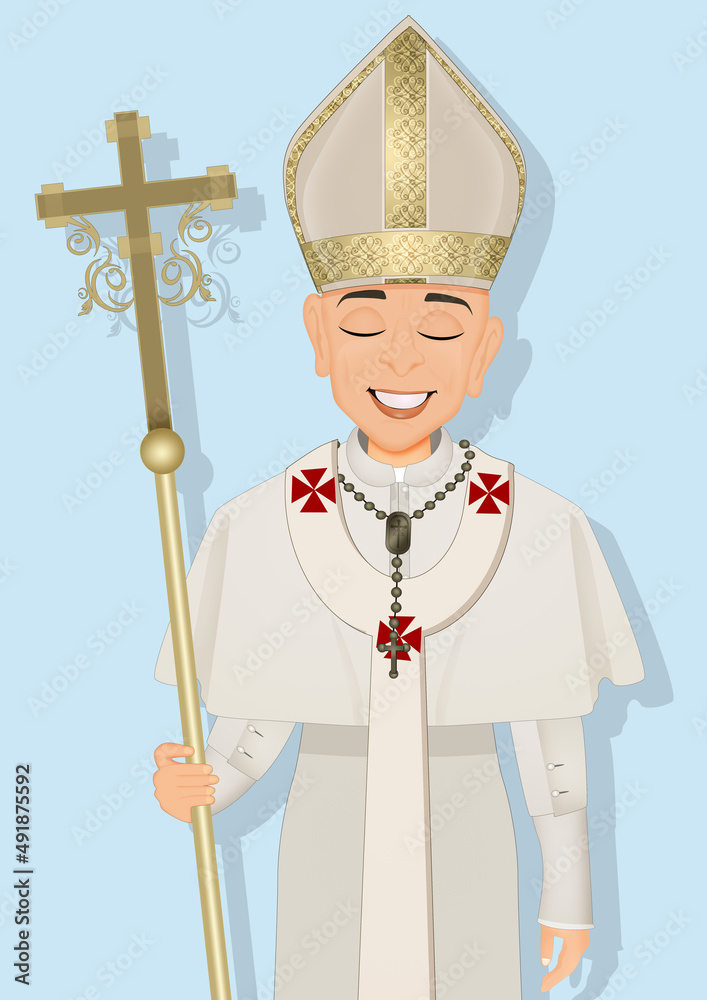 illustration of funny Pope