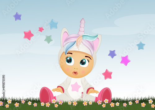 baby with unicorn costume