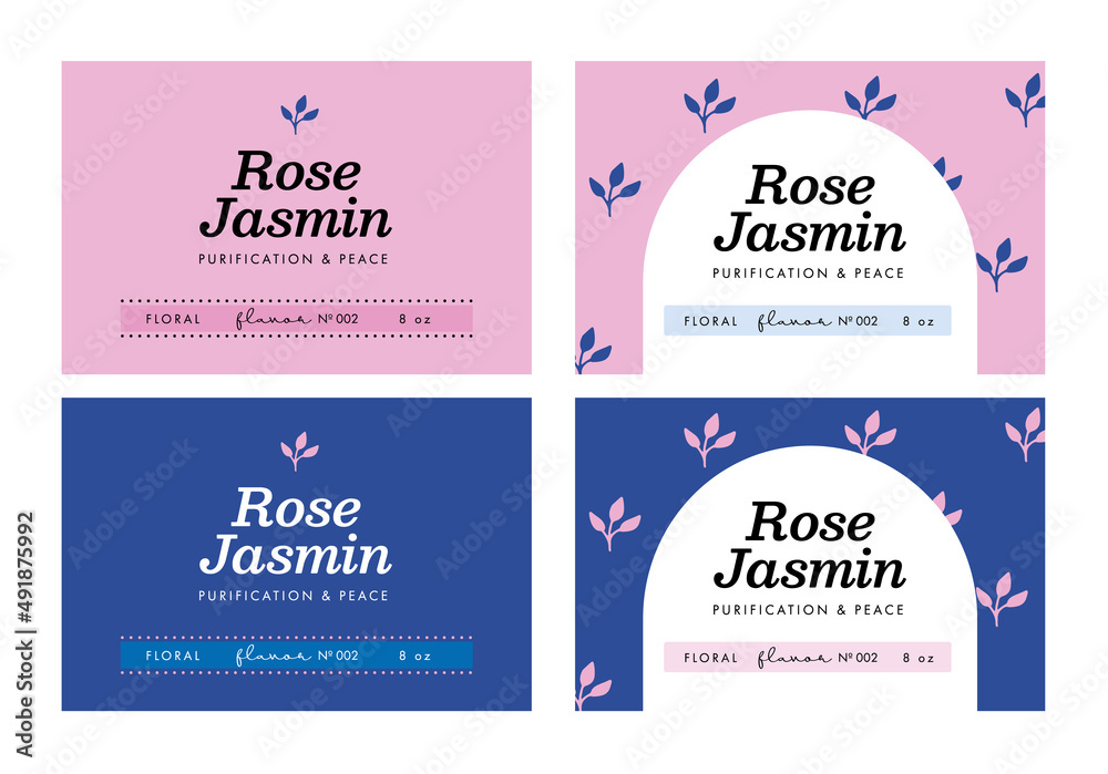 Fototapeta premium Candle Label Template, Minimalist Label Design, Packaging Label, Botanical, Lavender Candle, Label Sticker, Jasmin Candle, Floral, Floral Pattern, Trendy, Modern Template, Candy Pastel Colors