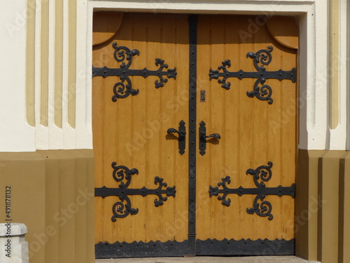beautiful wooden doors in retro style