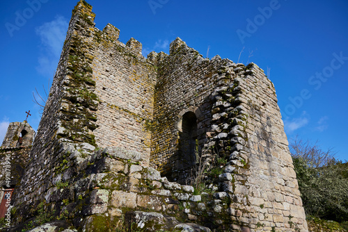 Oeste Towers. Ruins of ancient defense towers on the Ulla river (Catoira, Spain). photo