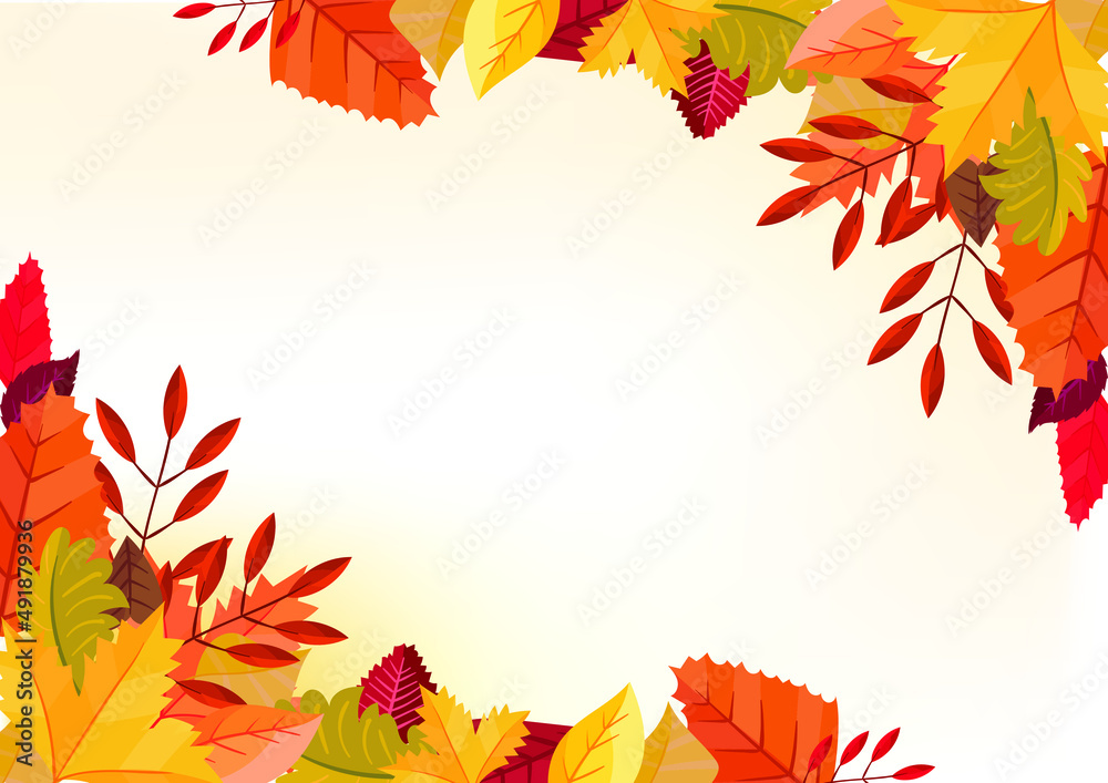 Corners with autumn leaves frame beautiful background Corners with autumn leaves frame beautiful background