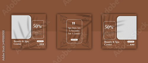 flat beauty social media post collection template 