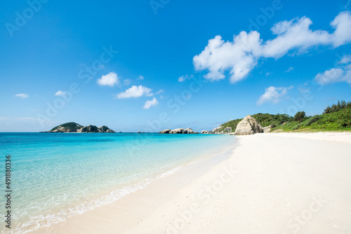 Aharen Beach in summer, Tokashiki Island, Okinawa, Japan photo