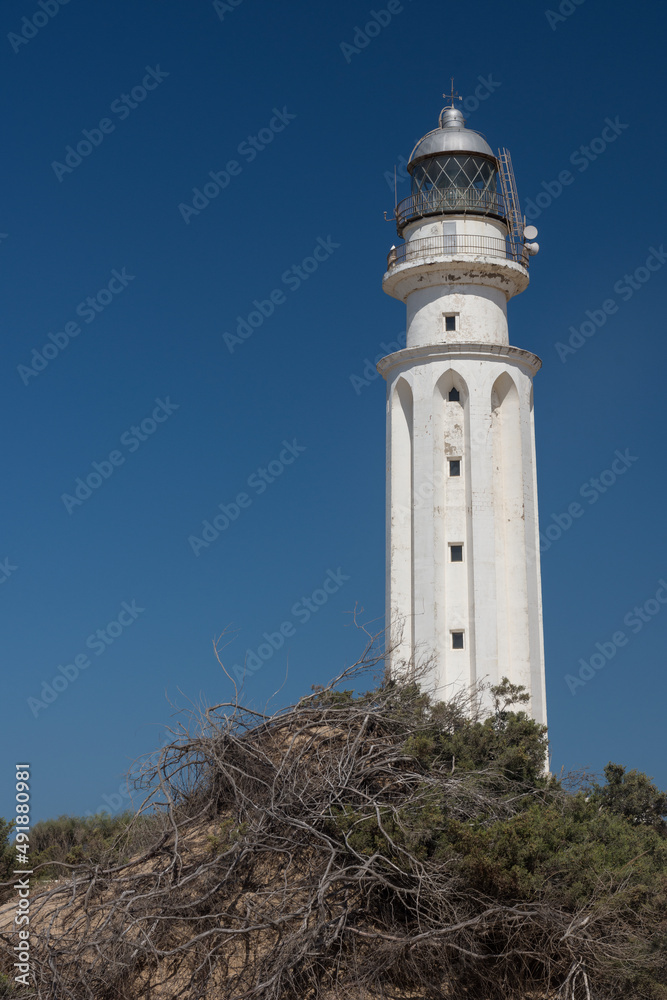 lighthouse on the coast, Trafalgar, Cadiz, Andalusia 