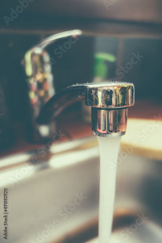 Water tap, faucet, closeup view