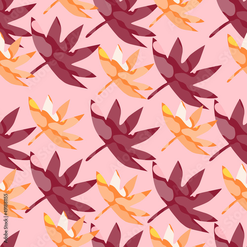 Abstract monstera leaves tropical seamless pattern.