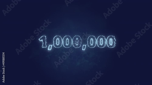 One million number text. Plexus with text one million number. Plexus. 4K video photo
