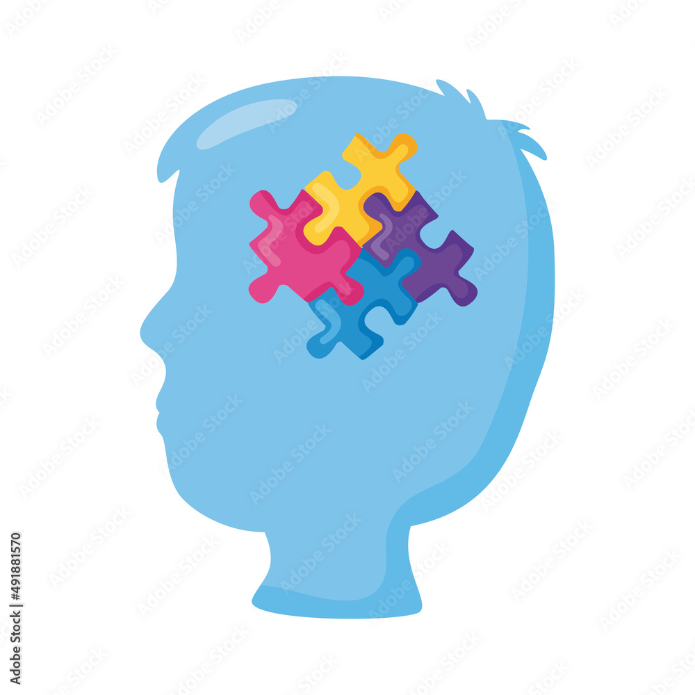 kid profile with puzzle kid profile with puzzle