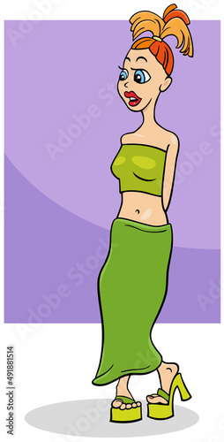 beautiful girl or young woman cartoon character