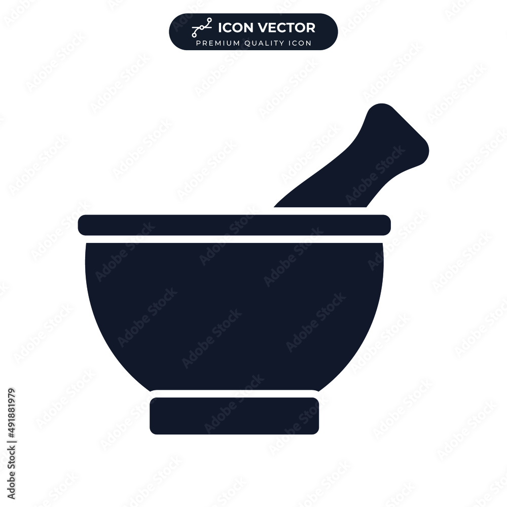 Premium Vector  Mortar and pestle icon logo vector design template
