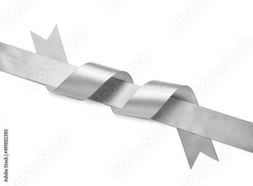 Beautiful silver ribbons on white background