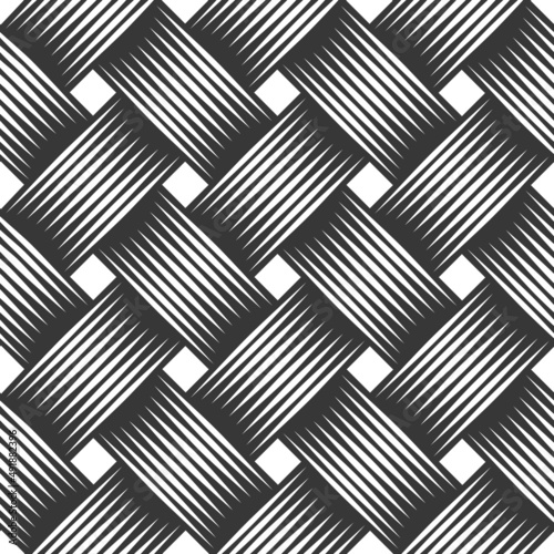 Weave seamless pattern, vector linear background with woven texture, textile knitted repeat tiling wallpaper, perfect simplistic minimal design.
