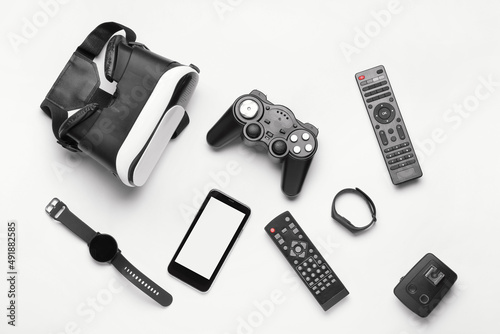 Set of modern gadgets isolated on white background