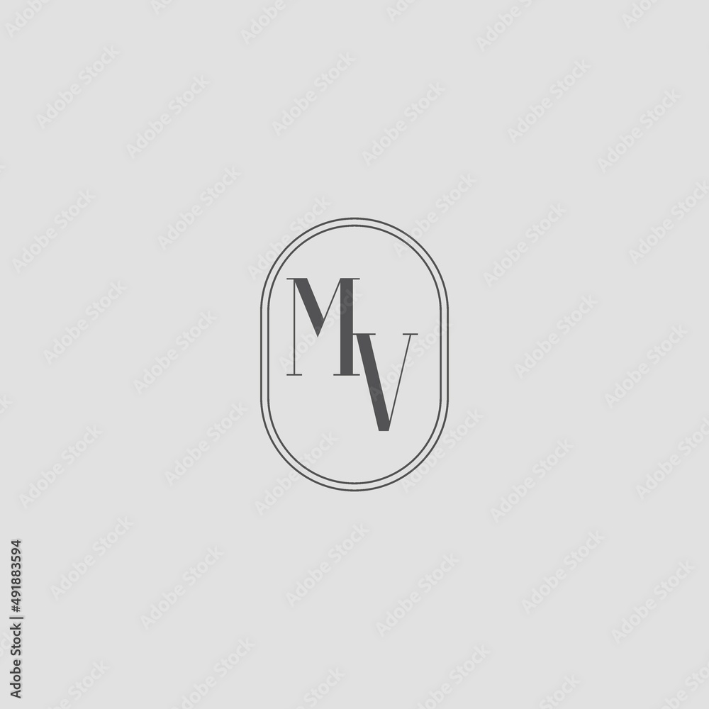 Initial MV wedding monogram logo design Stock Vector | Adobe Stock
