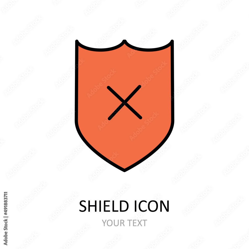 Vector illustration. Shield icon. Outline drawing. Vector illustration. Shield icon. Outline drawing.