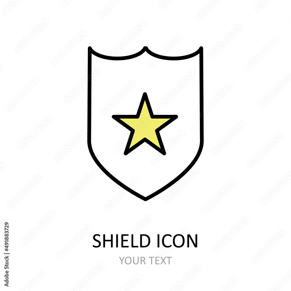 Vector illustration. Shield icon. Outline drawing. Vector illustration. Shield icon. Outline drawing.