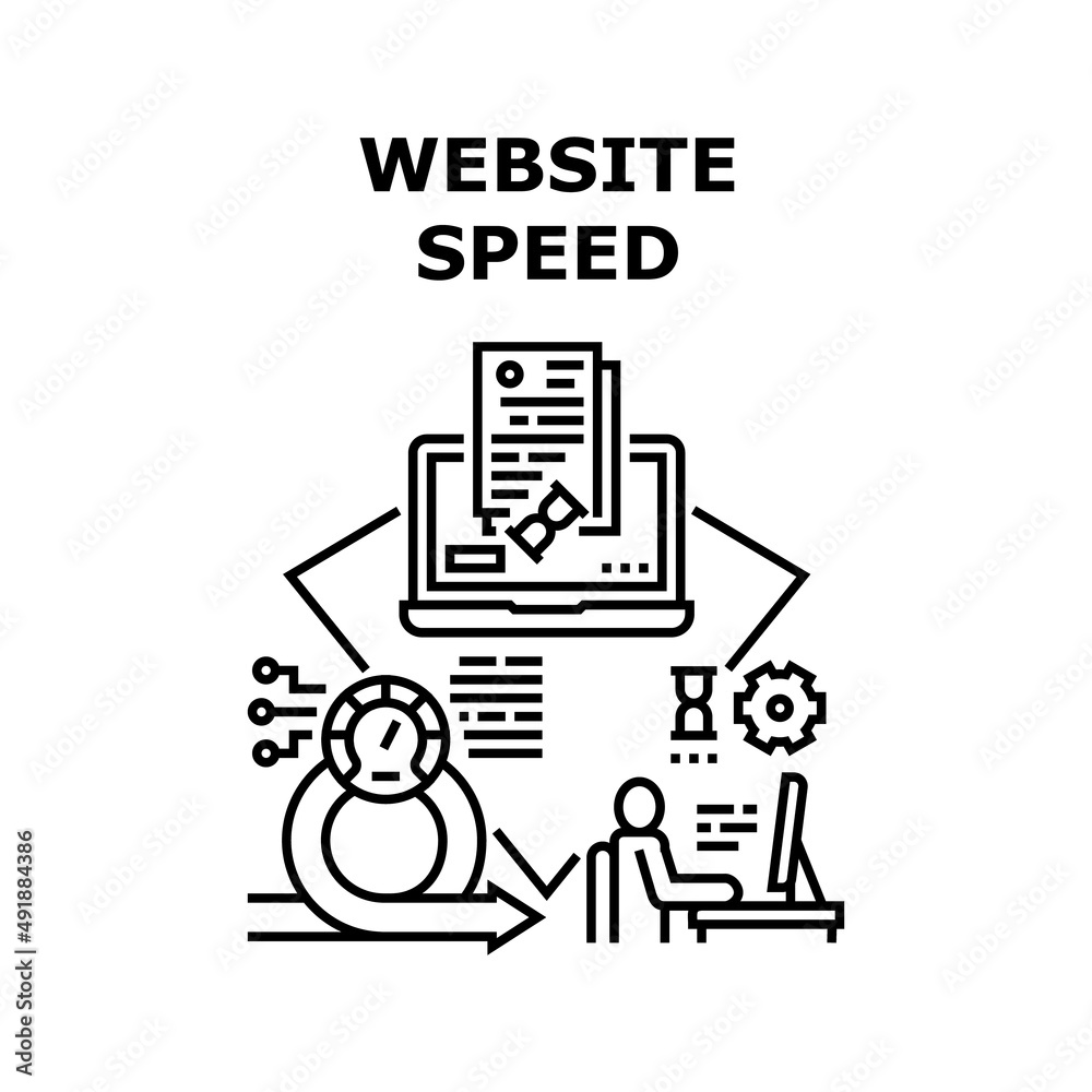 Website Speed Vector Icon Concept. Website Speed Checking Quality Assurance Engineer, Internet Platform And Engine For Fast Data Processing. Time Work And Process Web Page Black Illustration Website Speed Vector Icon Concept. Website Speed Checking Quality Assurance Engineer, Internet Platform And Engine For Fast Data Processing. Time Work And Process Web Page Black Illustration