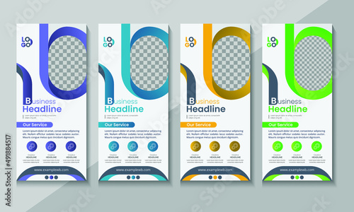 Rollup Banner with modern Design layout and unique idea. Creative Stand Banner for Ads and print design Template