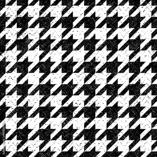Houndstooth seamless pattern. Repeated houndtooth texture. Black hound tooth on white background. Repeating pepita plaid patern for design prints. Simple abstract plaid dogstooth. Vector illustration