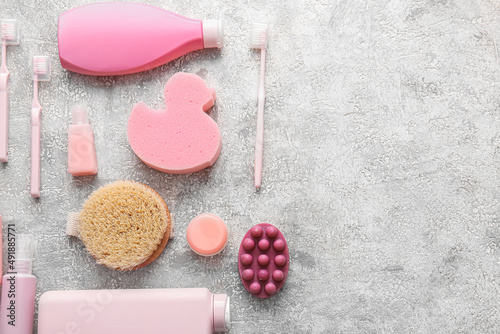 Pink baby bath and oral car...