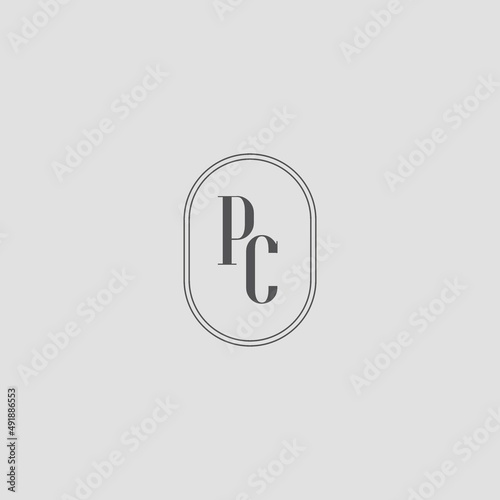 Initial PC wedding monogram logo design