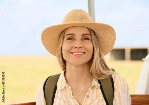 Beautiful female tourist on...