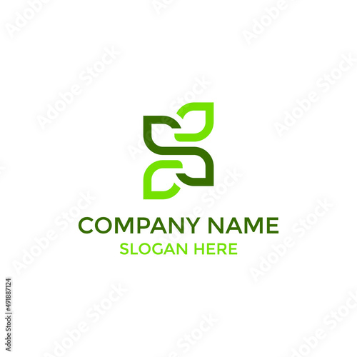 leaf logo monoline design illustration
