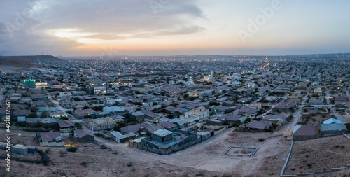 Sunset aerial view of Hargeisa, capital of Somaliland