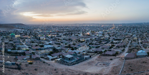 Sunset aerial view of Hargeisa, capital of Somaliland photo