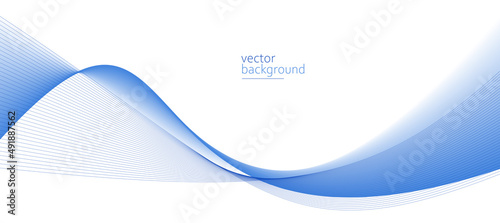Smooth flow of wavy shape with gradient vector abstract background, light blue design curve line energy motion, relaxing music sound or technology.