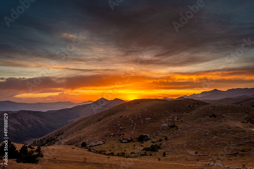 Stunning sunset over Gran Sasso National Park of Abruzzo  Italy
