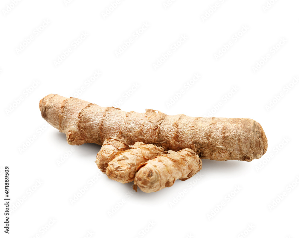 Turmeric root isolated on white Turmeric root isolated on white