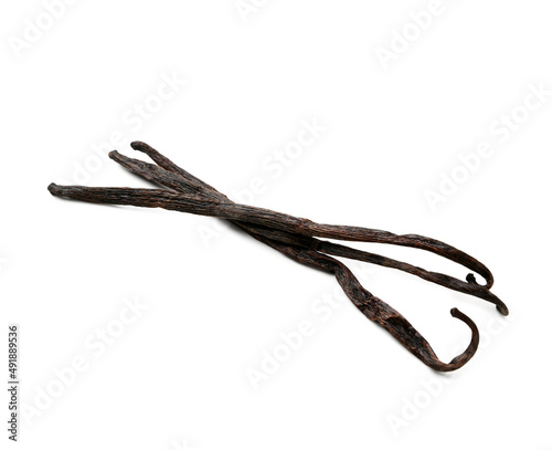 Dried vanilla pods isolated on white