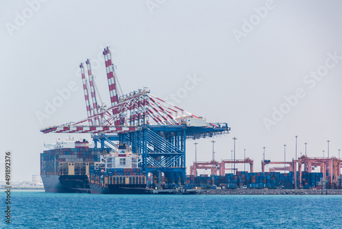 Ships and cranes in the port of Djibouti, capital of Djibouti. photo